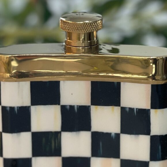 MacKenzie-Childs Courtly Check Flask 3260 – Gold Trim – NIB - Picture 15 of 15